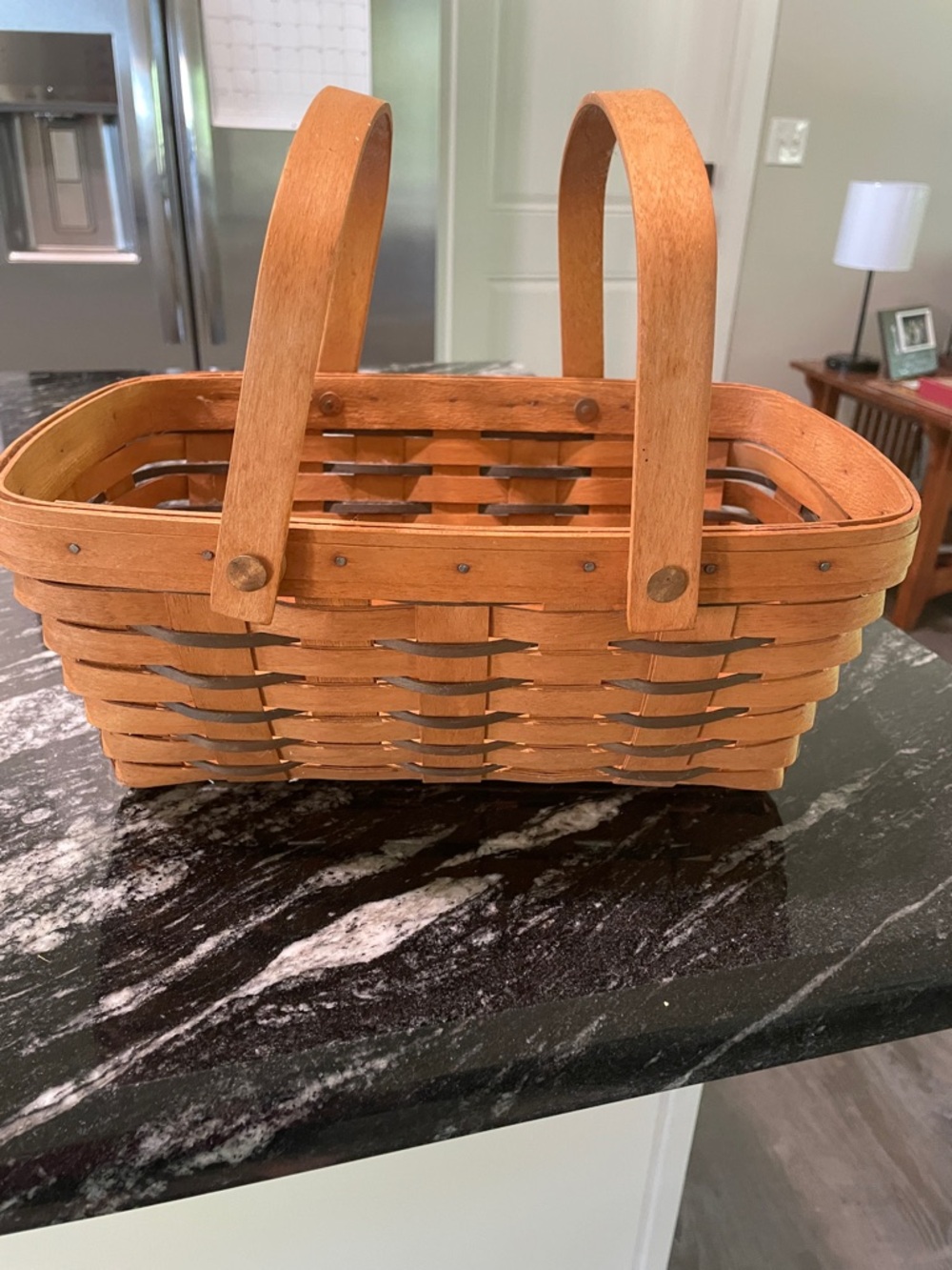 Woven Wooden Basket with Double Handles